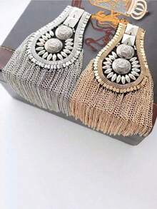 1pc Chain Tassel Shield Shaped Shoulder Accessory For Stage Performance, Party Dress - Shield Epaulettes - View 6