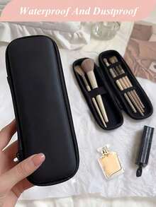 PU Makeup Brush Holder Case With Brush Slots, Portable Travel Makeup Brush Set Organizer Pouch For Lip Brush, Skincare Pen, Keys, Coins And Other Small Items, Cosmetic Bag, Multi-Functional Storage Box, Lightweight And Organized, Suitable For Travel, Cruise, Unisex - Multicolor - View 11
