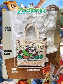 Disney 1个官方授权的《疯狂动物城》尼克/朱迪/闪电图案午餐包可爱卡通手提斜挎包，日常使用，可调节肩带，方便携带——适合女士/女孩/青少年/学生日常/外出/购物/出行 - 彩色 - 查看 4