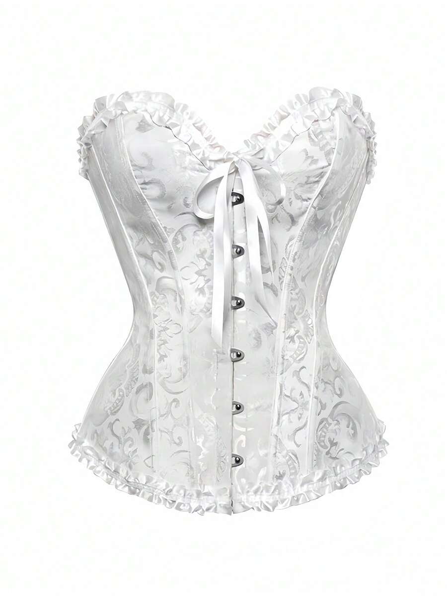 1 chiếc corset ren gợi cảm, đai nịt eo điều chỉnh được dành cho nữ, phù hợp cho các cô gái trẻ, chụp ảnh, dự tiệc, hóa trang. - trắng - Xem 1