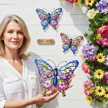 زخرفة حائط فنية من الفراشة المعدنية الحيوية، تحفة فنية معدنية مقاومة للصدأ بحجم 14.2 بوصة للتعليق على الحائط للاستخدام في الحديقة والشرفة والفناء والشرفة والسياج - هدية مثالية للعائلة والأصدقاء وعيد الأم - متعدد الألوان - مشاهدة 1