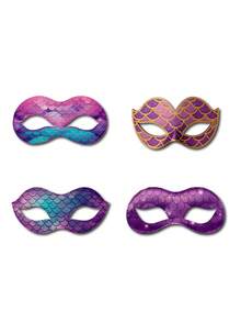 10个美人鱼面具，适合美人鱼角色扮演、派对、纸质动物面具、服装面具、眼罩、服装派对用品、美人鱼生日礼物 - 彩色 - 查看 5