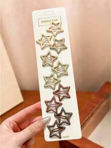 10个/30个 女孩简约百搭休闲学院风孔雀石色合金复古水滴方形刘海发夹 - 彩色 - 查看 7