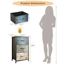 6 Drawer Dresser For Bedroom Tall Dresser And Chest Of Drawers Fabric Dresser For Closet Bedroom Night Stand End Table With Metal Frame Storage Tower With Fabric Bins - 11.4"D X 15.8"W X 24.7"H (3 Drawers) - View 3