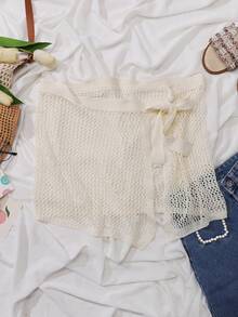 1pc Women's Solid Color Knitted Hollow Lightweight Decorative Versatile Sunscreen Casual Party Street Style Shawl, Skirt, Beach Dress, Suitable For Spring, Summer, Autumn - Multicolor - View 14