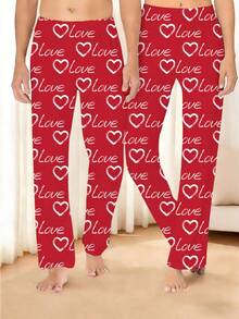 Couples Pajama Pants Matching Sets Holiday Pj Pants Cute Soft Pajama Pant Without Pockets Lounge Men/Women Romantic Valentine's Day Couple Style Loungewear  Trousers - Phụ nữ - Xem 1
