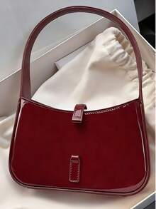 Fashionable Single Shoulder Bag Elegant Daily Commute Handheld Bag - 酒紅色 - 查看 3