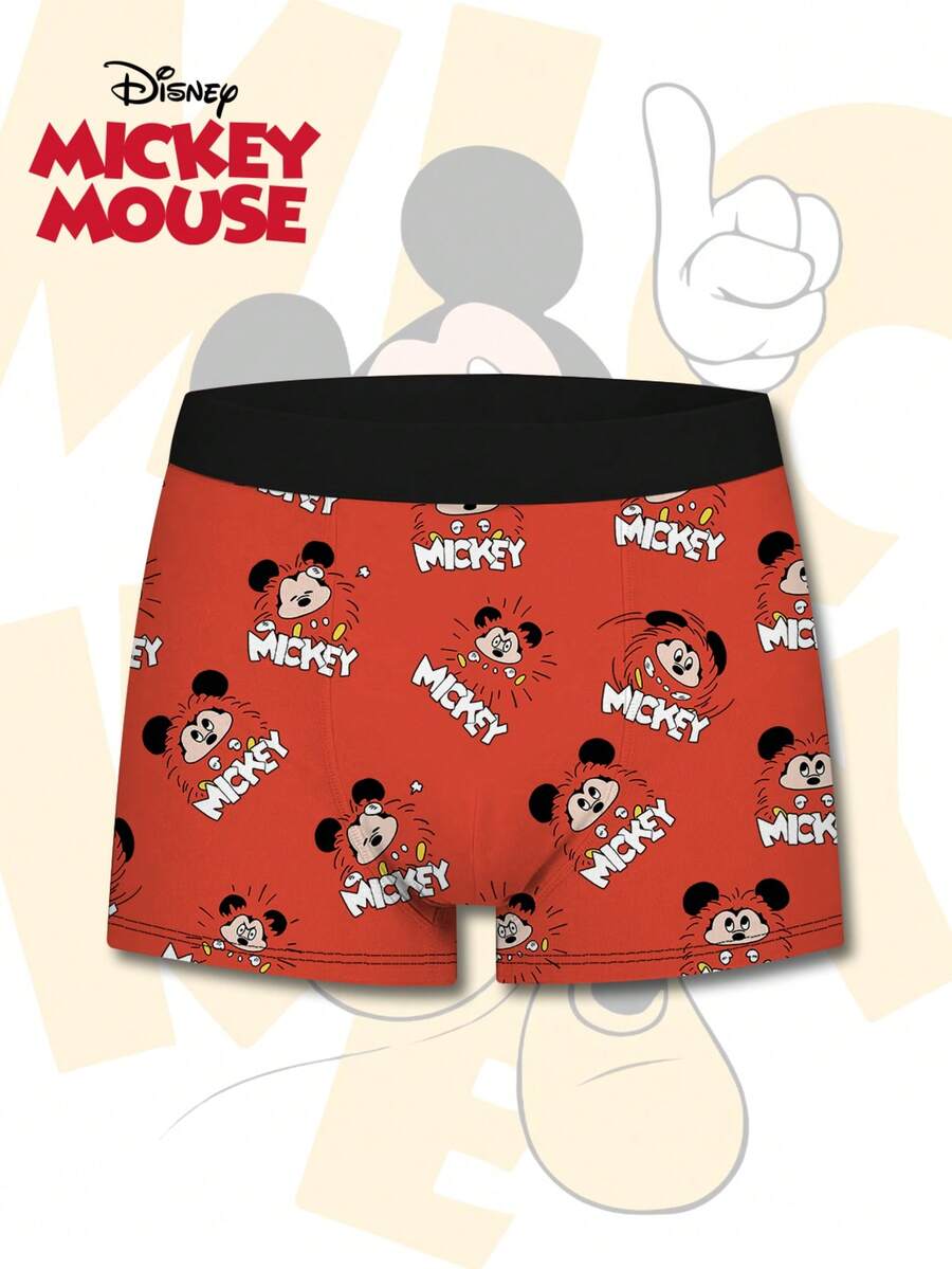 Disney 3D印花男士平角内裤，时尚设计，适合日常休闲和居家穿着
