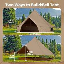 CYglamcamp - Tienda de campaña 100 % algodón impermeable para acampar familiar 4 estaciones impermeable para exteriores y campanas de yurta - 164 pies - Ver 5