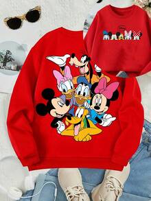 Disney Classic Character Hoodies: Mickey Mouse And  All Come Together With Printed Patterns, Suitable For Both Boys And Girls, Perfect For Festivals, Machine Washable, Fashionable, Casual And Versatile. - 紅色 - 查看 1