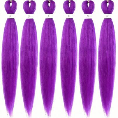 1-6 lọn tóc nối bện sẵn màu tím, dài 18-36 inch, tóc giả móc sợi tổng hợp dùng cho trang phục Halloween, kiểu tóc Kpop, cosplay.