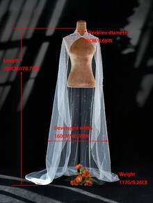 2m Nail Bead Bridal Shawl Cloak Pearl Wedding Shawl Cape Church Bridal Shawl Beaded Top Wedding Wraps Accessories - A - View 6