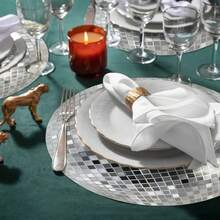 24/48 包，33 厘米餐垫，一次性餐垫，迪斯科球图案，适用于情人节、感恩节、生日派对、婚礼派对、新娘送礼会、晚宴、宴会、餐桌、野餐、咖啡馆和其他场合。 - 彩色 - 查看 6