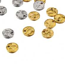 10pcs 8-12mm Gold Stainless Steel Round Embossed Pendants, For DIY Necklace Bracelet Earring Jewelry Making - Pendants - View 4