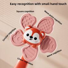 1pc Suction Cup Rotating Toy, Suitable For Infants And Toddlers, Fun Design With Textured Handle, ABS Resin Sensory Toy, Travel Toy For Airplane, Restaurant - Multicolor - View 6