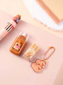 1 Set Children's Cartoon Style Capybara Theme Stationery Set, 7-In-1 Set, Includes 10-Color Ballpoint Pen*1 Neutral Pen*1 Pencil*1 Highlighter*1 Eraser*1 Correction Tape*1 Capybara Pendant, Suitable For Children's Daily Use, Ideal Gift For Kids - Multicolor - View 5