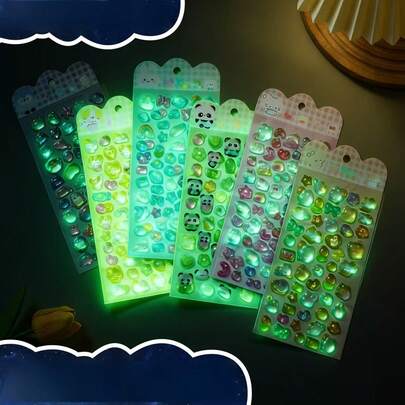 夜光3D浮雕贴纸，卡通贴纸，儿童手机壳装饰，水晶钻石，流行新款