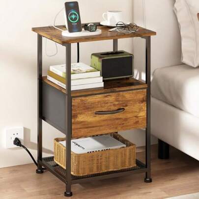 buros para recamaraGILLAS Mesa de Noce con Estacion de Carga Buro para Recamara de 3 Nive Buro con 3 Caones Tela Mesita de Noce Inteligente Mesa iliar R Mueble para Recamara Sala Dormito y Snburos para recamara