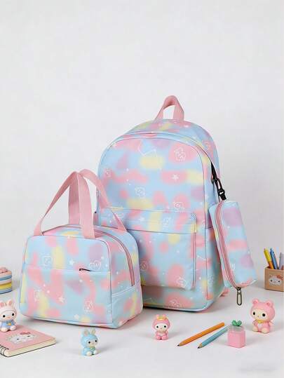 3件套儿童时尚背包，适合日常通勤、旅行、购物、散步