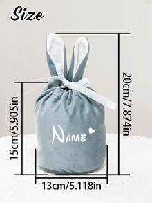 LICVIC 定制名字兔耳朵绒布礼品袋，个性化复活节束口袋，定制节日糖果袋，复活节篮子，复活节礼物，春季庆祝活动、乔迁之喜及特殊场合的定制礼物，时尚配饰，复活节装饰 - 風格A - 查看 4