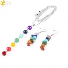 1 Set 7 Chakras Yoga Women Jewelry Sets Healing Reiki Rainbow Chips Earrings Necklaces Pendants Natural Gem Stone Mala Beads E702 - Jewelry Set - View 1