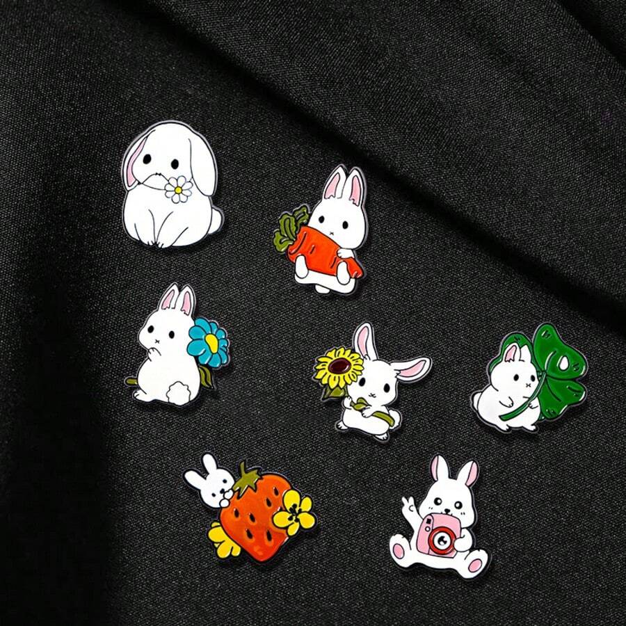 1 Peça Broche de Coelho Fofo, Broche Decorativo de Lapela para Roupas, Mochila, Lenço, Chapéu, Broche de Esmalte, Presente Ideal para Páscoa, Volta às Aulas - Multicolorido - Visão 1