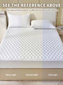 1件绗缝床笠，床上用品，床垫保护套，床罩，白色菱形床罩，床单，舒适家纺，透气防起球床垫保护套，卧室装饰，装饰床罩，适用于卧室宿舍，适合所有尺寸的床 - 单人床、双人床、大号床、特大号床，四季皆宜，可机洗，不含枕头和枕套，房间装饰 - 白色 - 查看 6