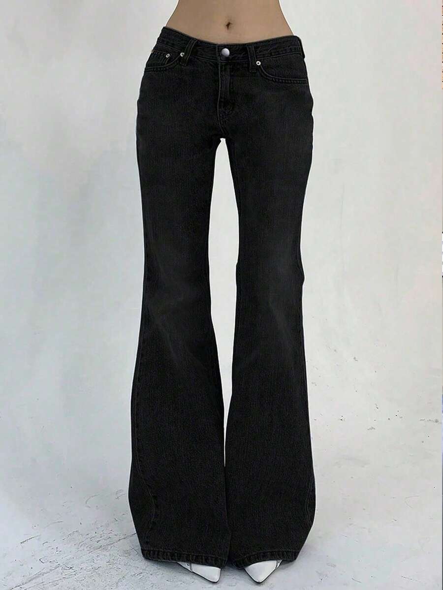 Teen Girl High Waist Slim Fit Jeans - Black - View 1