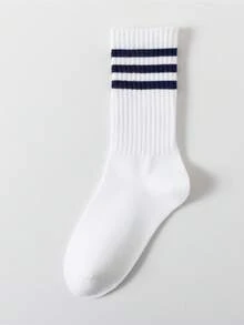 6 Pairs Colorful Vertical Striped Mid-Calf Socks, Autumn/Winter - Multicolor - View 6