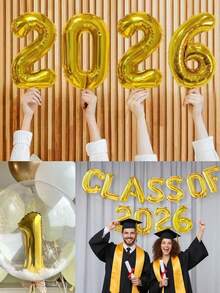 1pc 16-Inch Gold Letter Balloon, Numeric Foil Balloon (Letter, Number Selectable), Freely Combinable, Suitable For Party Decoration, Birthday Party, Theme Party, Wedding Proposal, Anniversary Celebration - Gold - View 3