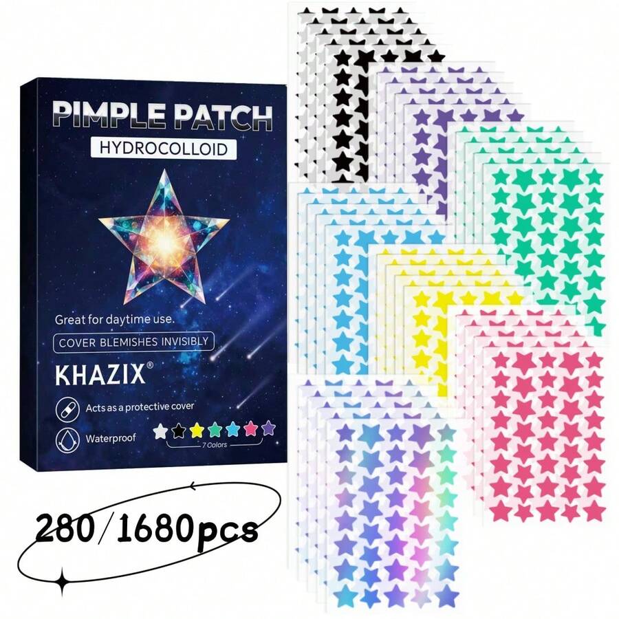 280片装祛痘贴，遮盖痘印，隐形瑕疵，防水防汗，星形祛痘贴纸 - 圓形 - 查看 1