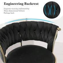 Modern Velvet 360-Degree Rotating Height Adjustable Bar Stool (Set of 2) with Backrest and Pedals - Schwarz - Übersicht 2