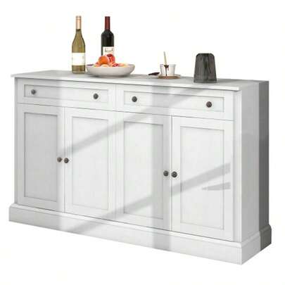 Large Sideboard With 4 Doors And 2 Drawers, Modern Storage Unit For Dining Room And Living Room, 150 X 40 X 86 Cm (L/W/H) – (Antique White)