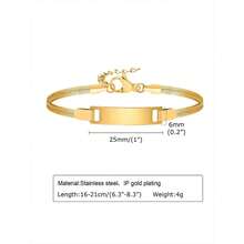 1pc Personalized Bracelet For Boy Girl, Couple Combination Bracelet, Stainless Steel Engraved Name Date Son Daughter Mom Baptism Gift Funny Secret Santa Gifts Back To School Winter Gift Ideas Boy Girl Valentine's Day, Gold, Stylish - Multicolor - View 7