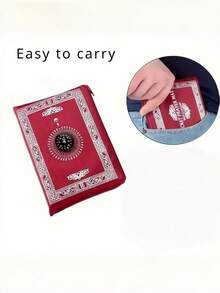 1pc Foldable Prayer Mat, Portable Foldable Prayer Rug - Comfortable Washable, Solid Color Design, Ideal For Religious Places And Home Worship - Multicolor - View 2