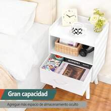 buros para recamaraFL FASION LEADER Mesita de Noce con caon de Madera mesita de Noce Moderna mesitas de Noce mesitas de Noce de Mediados de  con Estante de Almacenamiento Abio mesita de Noce Blancoburos para recamara - Blanco - Ver 5