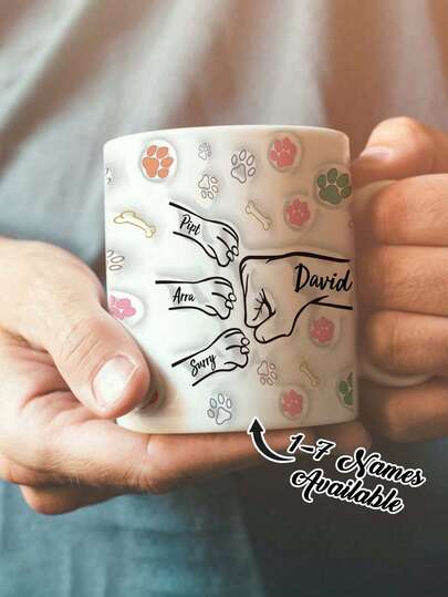 1pc Custom Name Mug, Personalized Coffee Cup, Customized 11oz Mug, Text Mug, Personalized Mug With Text, Gifts For Parents, Exquisite Gifts, Perfect For Valentine's Day, Mother's Day, Father's Day, Birthdays, Or Anniversaries, Couples Gift, Best Gifts For Mom, Dad, Wife, Or Husband, Grandpa, Grandfather, Grandparents, Ideal Gifts For Him/Her