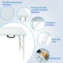 124.97 Cm Folding Casual Table, Height Adjustable, For Outdoor/Home/Office Use, Rust-Resistant And Easy To Clean