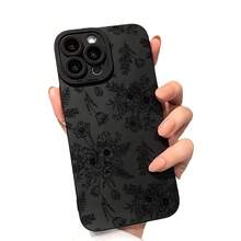 Handyhülle - Geeignet für Handyhüllen mit schwarzen Blumenmustern für iPhone 17pro Max/17pro/17/11/12/13/14/15/15Pro/15PluS/15Pro Max/16/16Pro/16PluS/16Pro Max - Schwarz - Übersicht 1