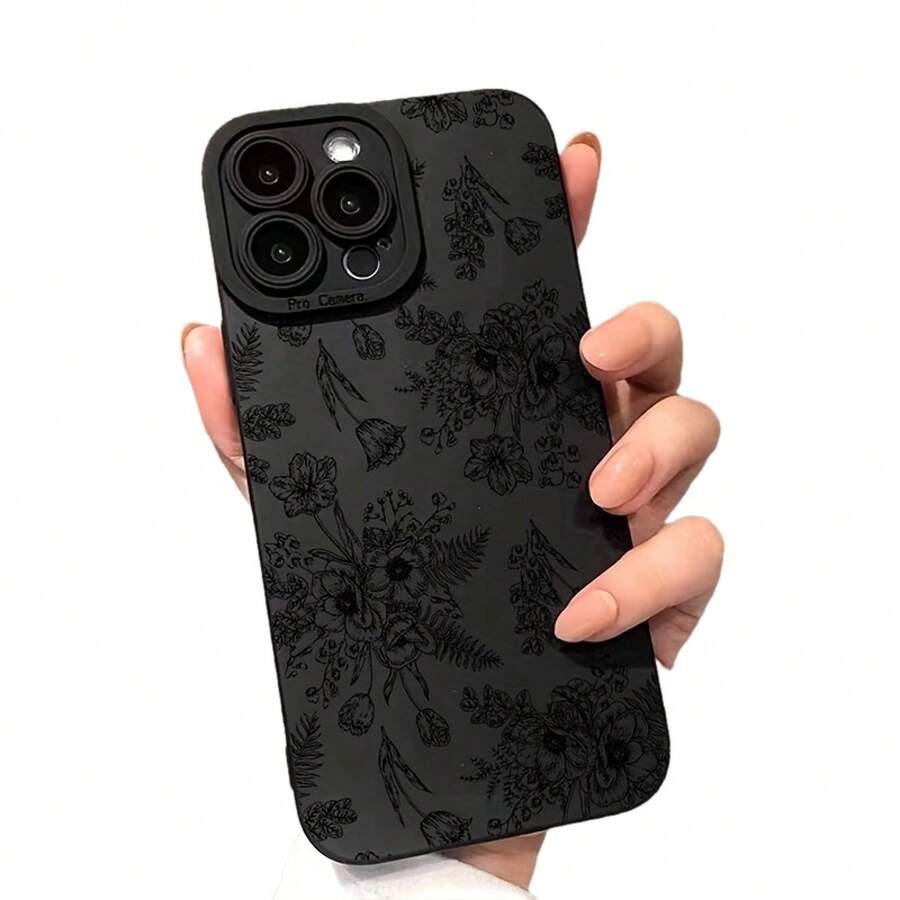 Handyhülle - Geeignet für Handyhüllen mit schwarzen Blumenmustern für iPhone 17pro Max/17pro/17/11/12/13/14/15/15Pro/15PluS/15Pro Max/16/16Pro/16PluS/16Pro Max - Schwarz - Übersicht 1