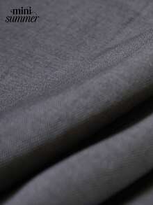 minisummmer Women's New Arrival Spring Summer Gray High-Waisted Drawstring Wide-Leg Tailored Pants - Soft Breathable Flowy Wrinkle-Resistant Elegant Valentine's Day Date Vacation Beach Party Carnival Casual Daily Office Weekend Outfits - Grey - View 4