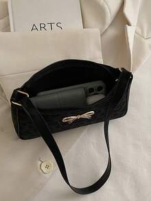 Mini Geometric Pattern Square Bag With Coin Purse, Classic Women's Crossbody Bag With Hanging Purse, Women Bag With Dime Bag - Black - View 8