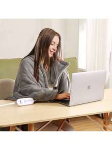 Manta eléctrica térmica de 127 x 152 cm, tamaño individual, suave franela y sherpa, con temporizador de 3 horas y apagado automático, 5 niveles de calefacción para sofá, lavable a máquina, certificación ETL y FCC (gris) - Franela y sherpa de tamaño doble. - Ver 9