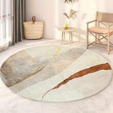 1pc Modern Minimalist Line Art Round Area Rug, Machine Washable, Suitable For Living Room, Bedroom, Dining Room - Indoor Use, Bedroom Floor Mat, Modern Style, Decorative Carpet, Bedroom Decor, Small Rug, Carpet, Home Decor, Living Room Rug, Living Room Small Rug, Bedroom Rug, Living Room Home Decor, Outdoor Rug, Washable Rug - Multicolor - View 1