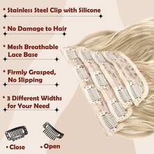 BARSDAR Extensions For Women - 4 Pcs Thick Double Weft Long Wavy Soft Synthetic Blends Well Hair Extension, 20 Inch Dirty Blonde - Champagne Blonde & White Blonde - View 3