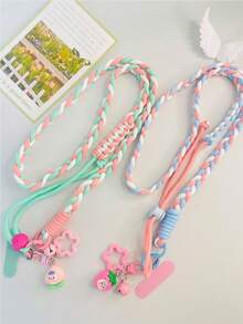 Noise Isolating Mixed Braided Multi-Color 1pc 2026 New INS Style Phone Lanyard Strap, Fits All Phone/Camera/Earphone Models, Versatile Shoulder/Halter, Outdoor Handheld Lanyard, Anti-Lost Anti-Theft Phone Charm With Gift Pad Birthday Gift - Multicolor - View 2