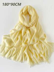 1 Peça - Lenço de Linho, Design Simples de Cor Sólida, Xale Leve Protetor Solar, Sensação Elegante Através da Fronteira Lenço Feminino, Lenço de Chiffon, Lenço Longo, Primavera/Verão para Vestido - Multicolorido - Visão 8