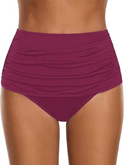 New Arrival High Waist Women Solid Color Sexy Lifting Slim Conservative Swim Shorts