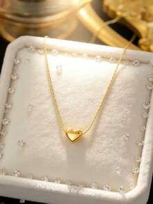 VceTd 1 chiếc dây chuyền mặt hình trái tim nhỏ bằng thép không gỉ, lãng mạn và dễ thương, phù hợp cho phụ nữ sử dụng hàng ngày, đi làm, dự tiệc, đám cưới, làm quà tặng cho người thân yêu. - Vàng - Xem 9