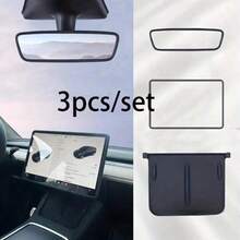 3件套特斯拉Y/3中控台屏幕硅胶保护套、无线充电硅胶垫、后视镜框保护套、内饰装饰及改装配件 - A - 查看 2